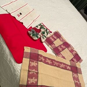 Set of 6 Kitchen Towel Dish Cloths Pot Holder & Felt Cloth Christmas Holiday